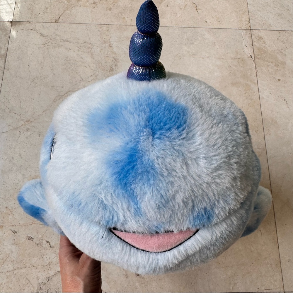 Hug-A-Pet Blue Narwhal Whale Plush Toy with Rainbow Horn - Picture 7 of 8